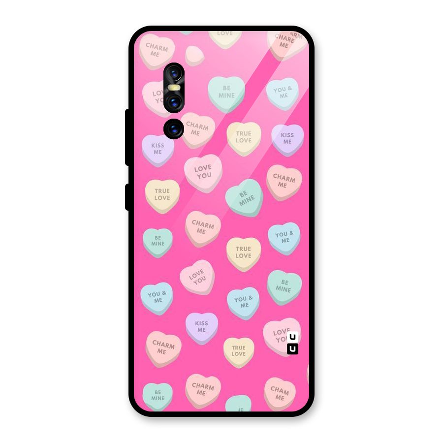 Be Mine Hearts Pattern Glass Back Case for Vivo V15 Pro