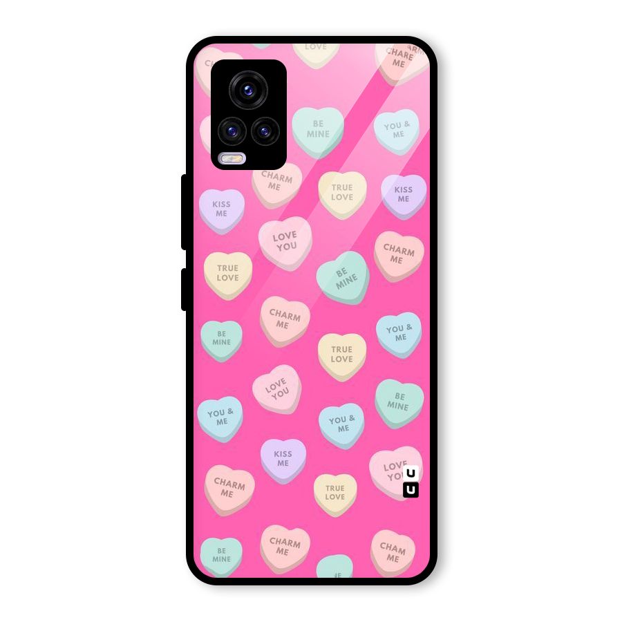 Be Mine Hearts Pattern Glass Back Case for Vivo V20