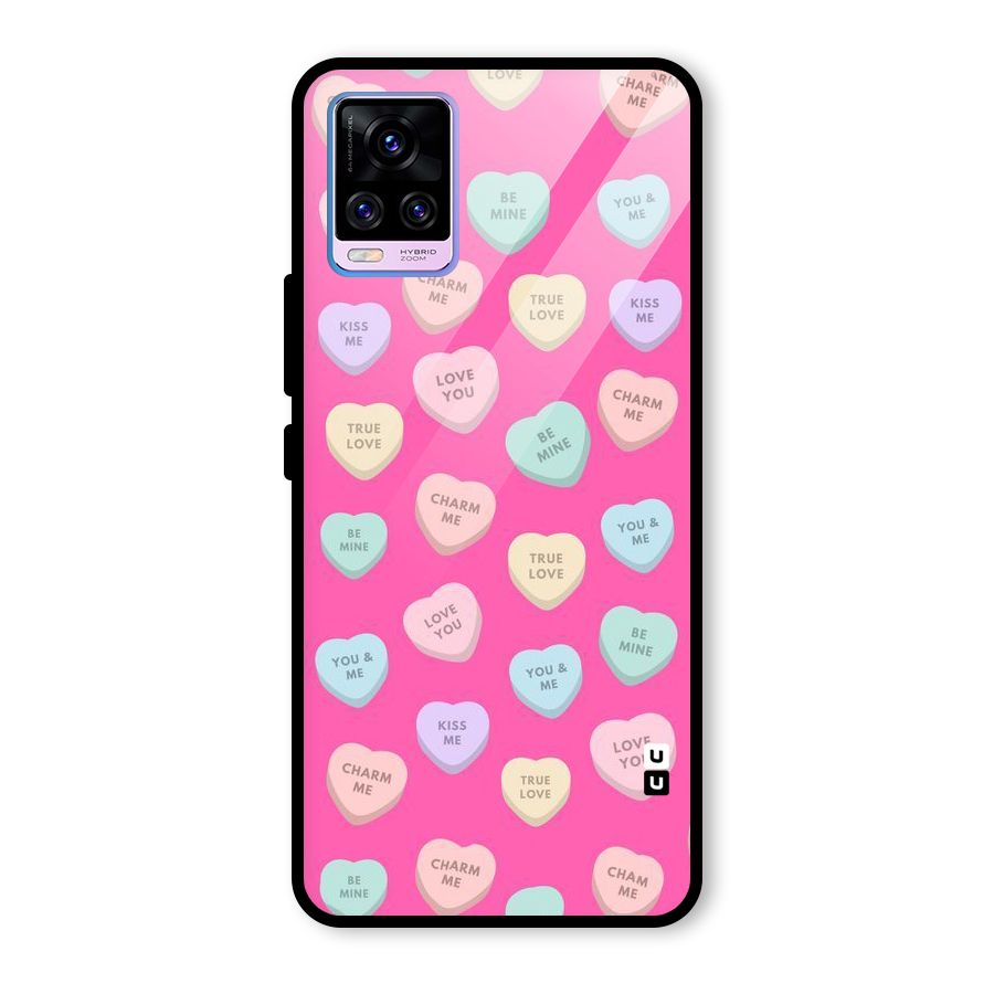 Be Mine Hearts Pattern Glass Back Case for Vivo V20 Pro