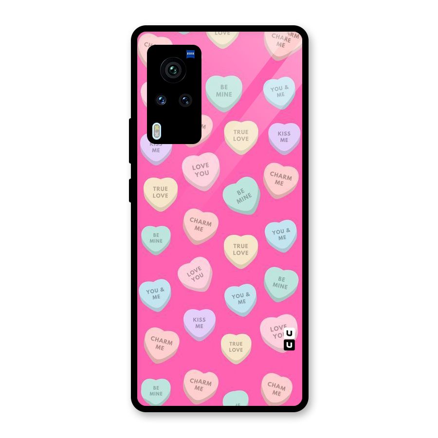 Be Mine Hearts Pattern Glass Back Case for Vivo X60 Pro