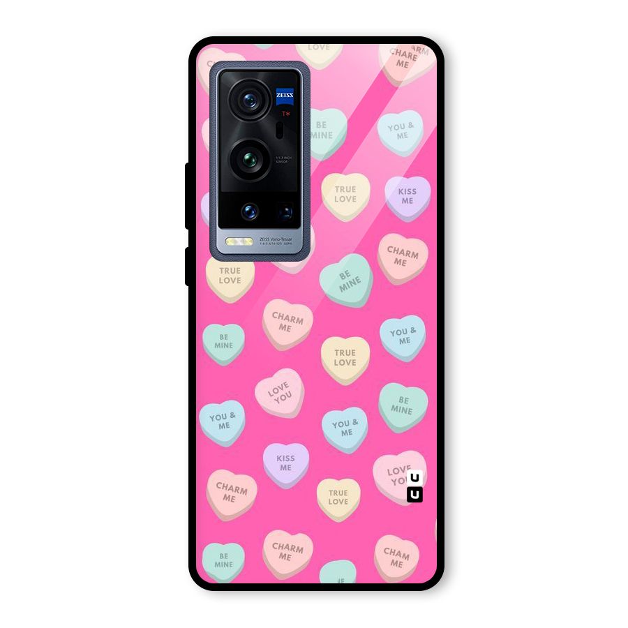 Be Mine Hearts Pattern Glass Back Case for Vivo X60 Pro Plus