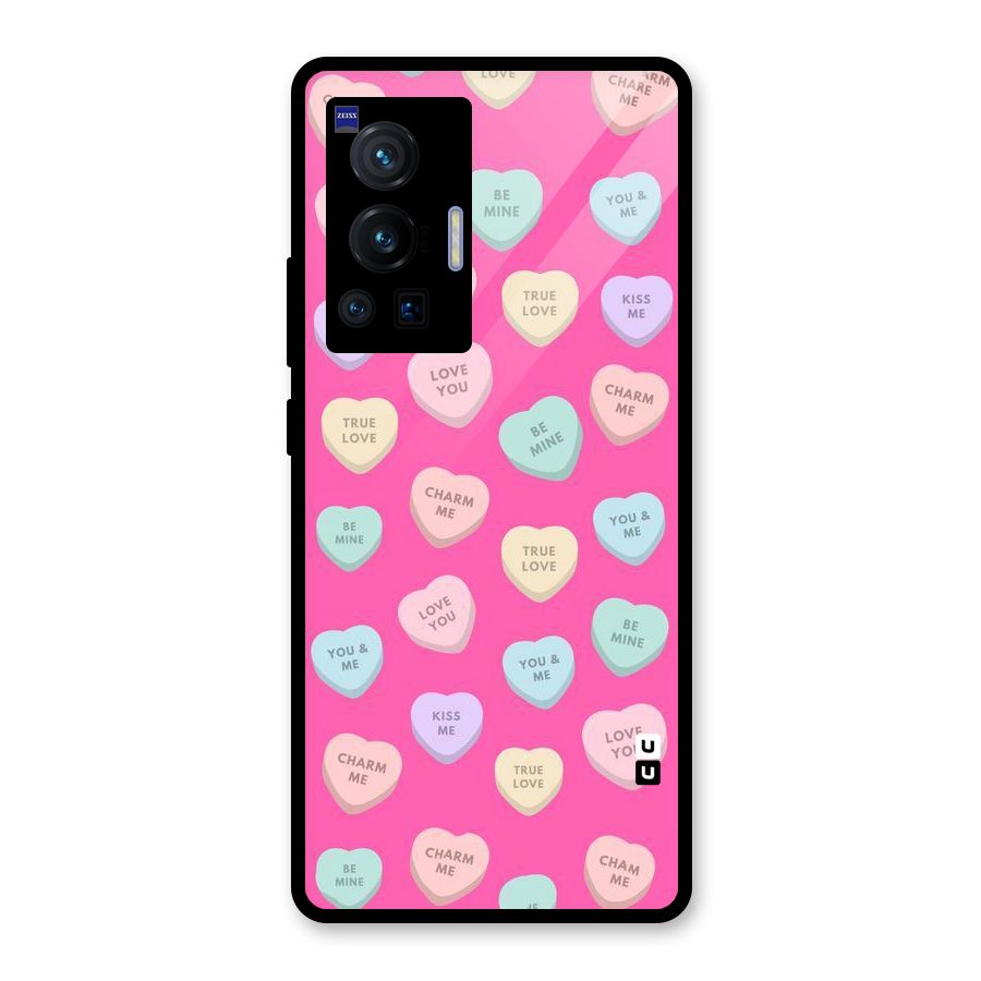 Be Mine Hearts Pattern Glass Back Case for Vivo X70 Pro