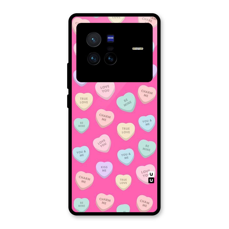 Be Mine Hearts Pattern Glass Back Case for Vivo X80