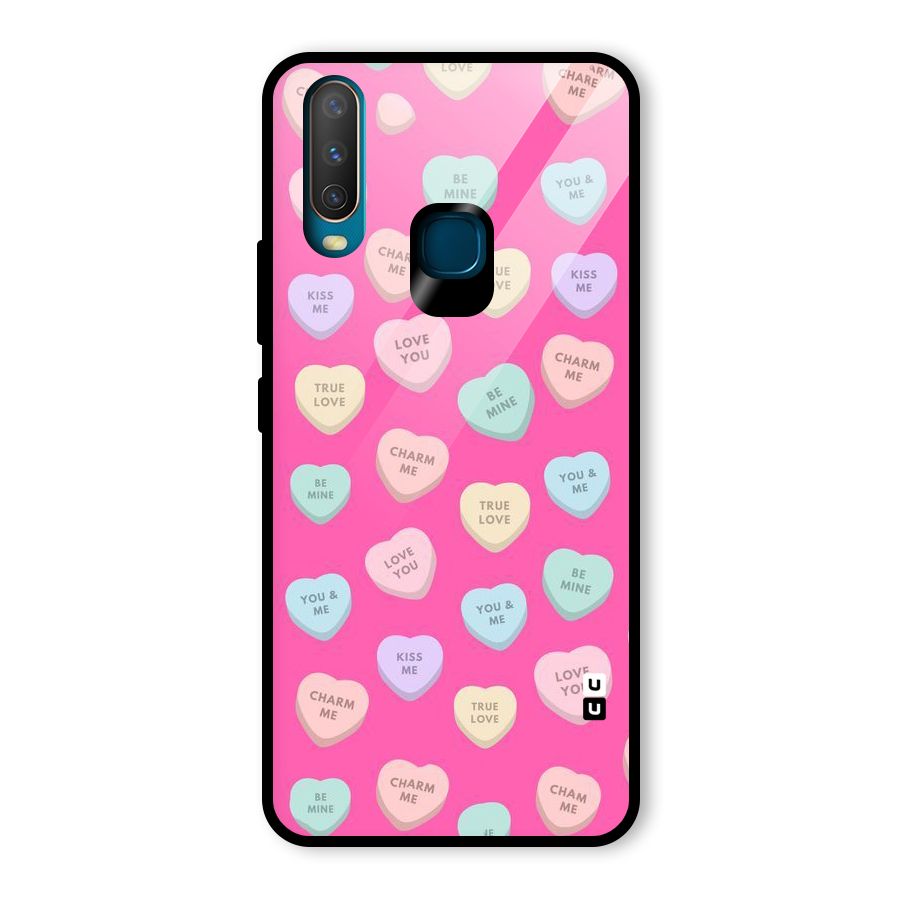 Be Mine Hearts Pattern Glass Back Case for Vivo Y15