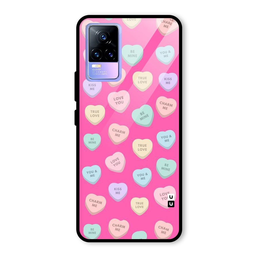 Be Mine Hearts Pattern Glass Back Case for Vivo Y73