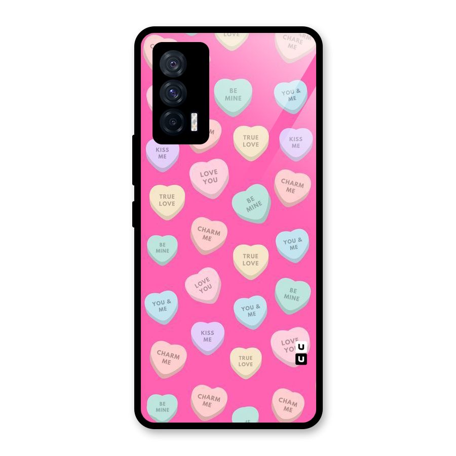 Be Mine Hearts Pattern Glass Back Case for Vivo iQOO 7 5G