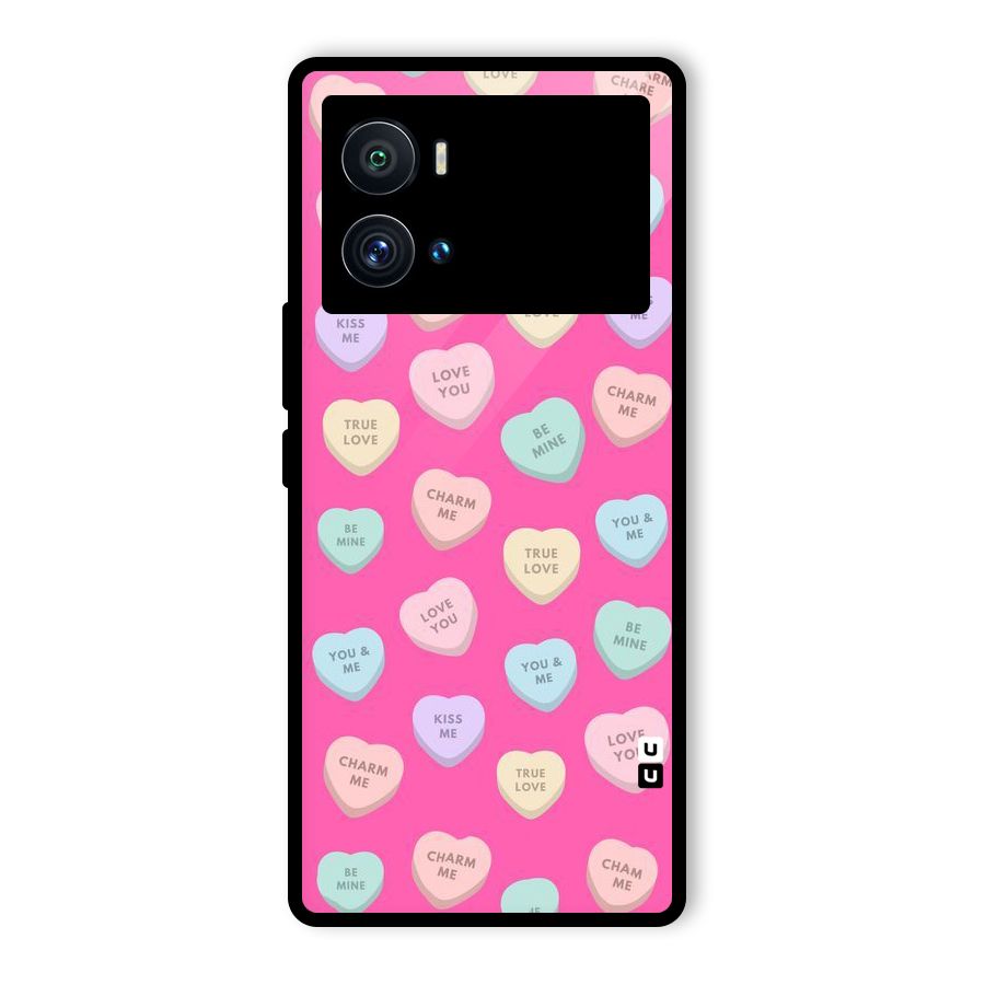 Be Mine Hearts Pattern Glass Back Case for Vivo iQOO 9 Pro