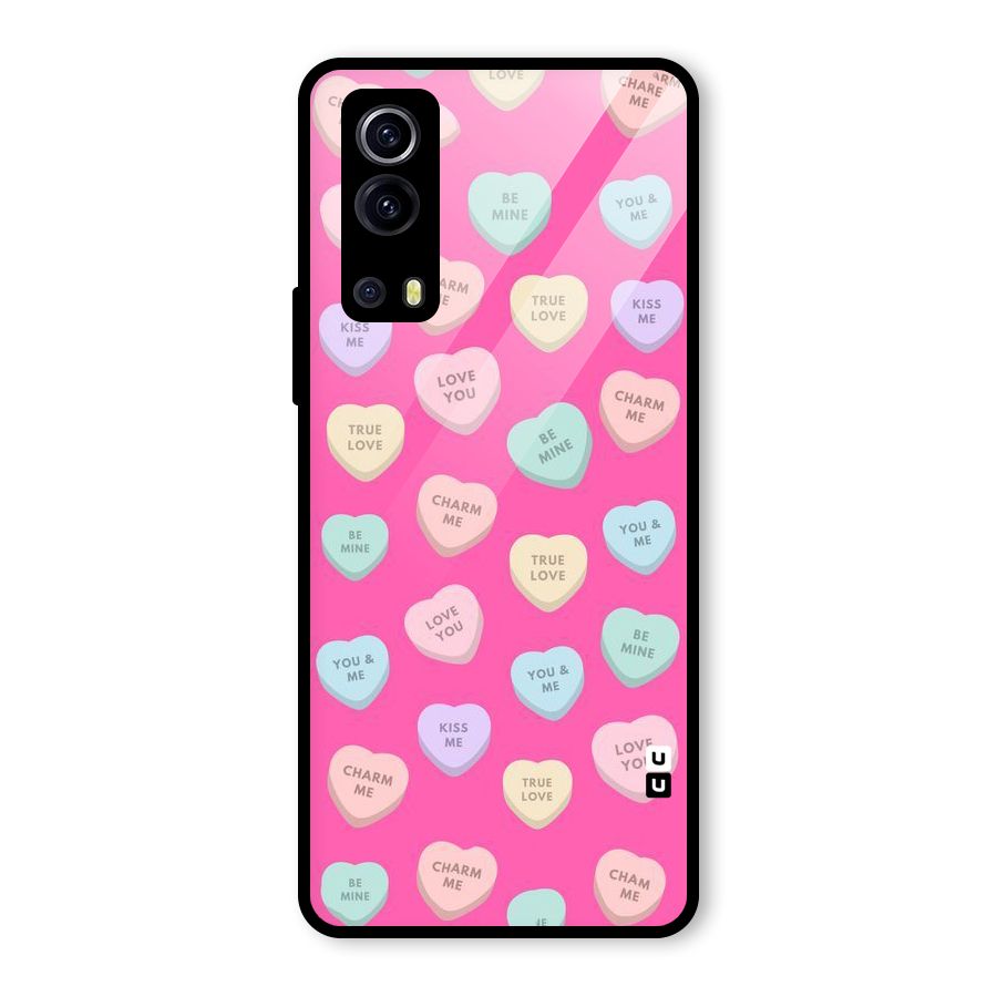 Be Mine Hearts Pattern Glass Back Case for Vivo iQOO Z3