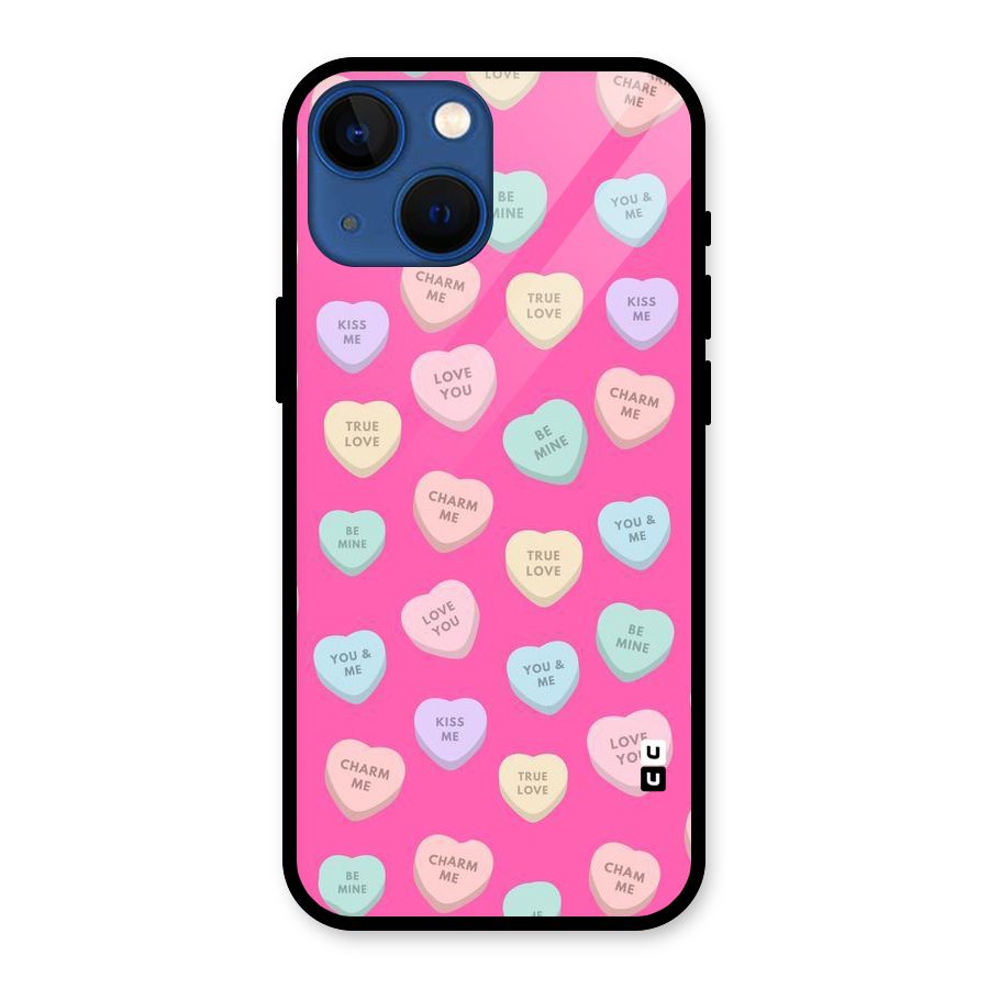Be Mine Hearts Pattern Glass Back Case for iPhone 13 Mini