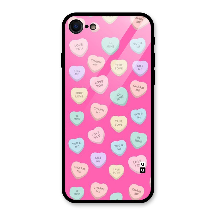 Be Mine Hearts Pattern Glass Back Case for iPhone SE 2022