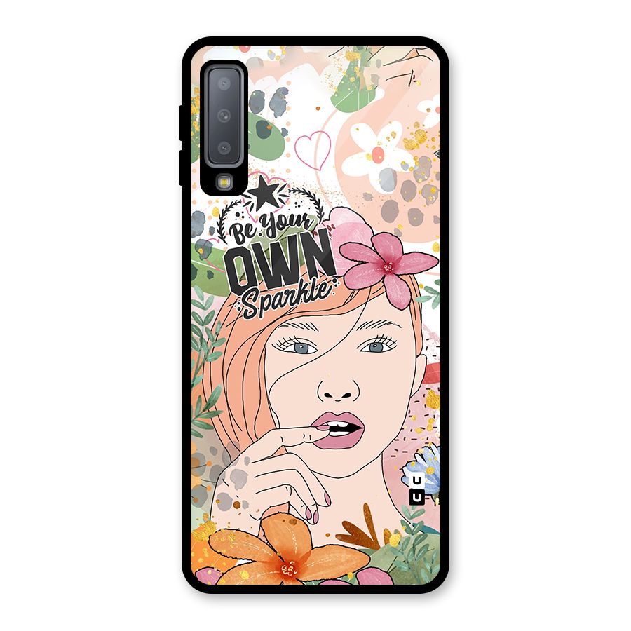 Be Your Own Sparkle Glass Back Case for Galaxy A7 (2018)