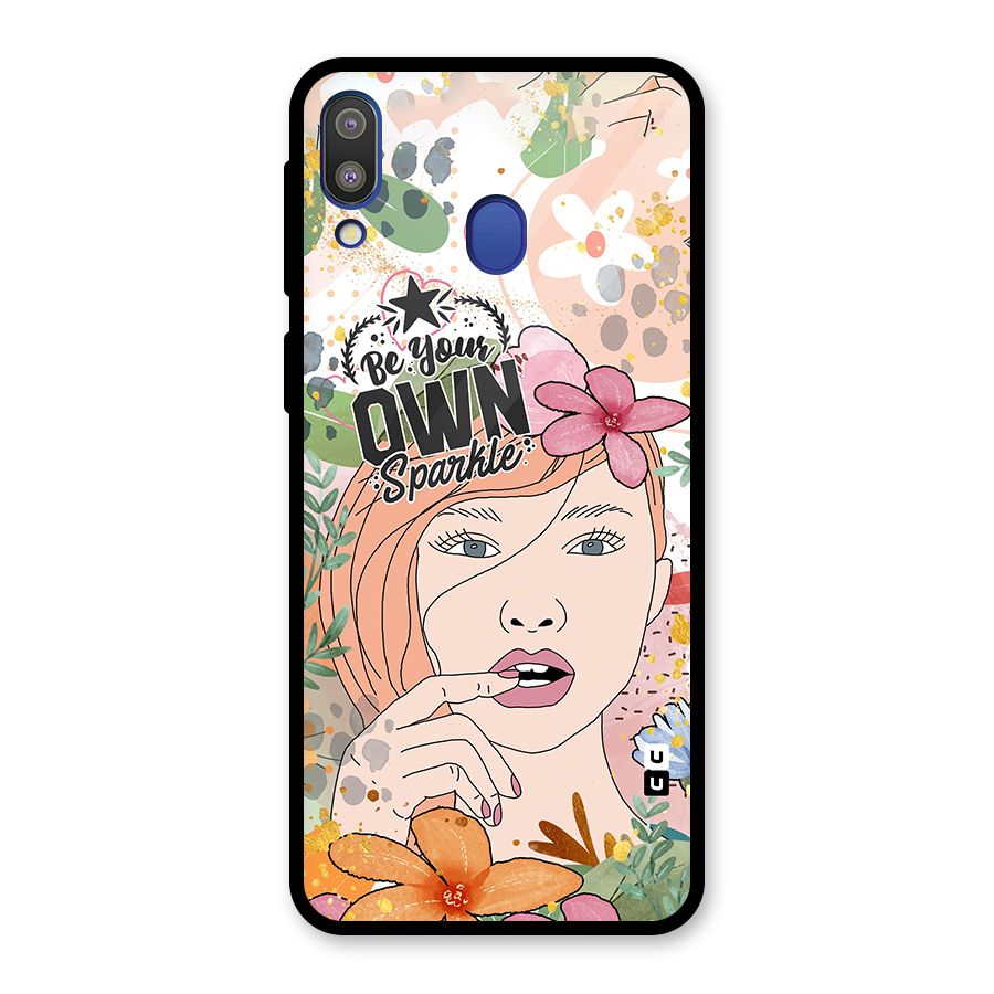 Be Your Own Sparkle Glass Back Case for Galaxy M20