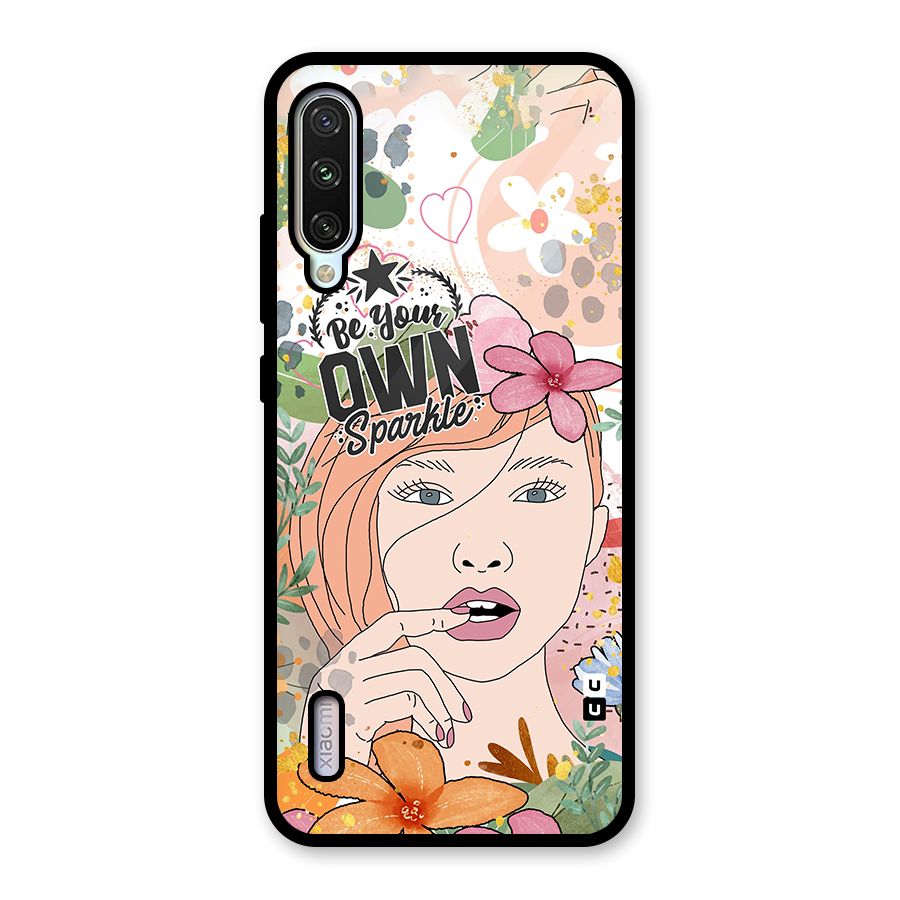 Be Your Own Sparkle Glass Back Case for Mi A3