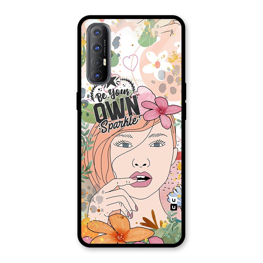 Be Your Own Sparkle Glass Back Case for Oppo Reno3 Pro