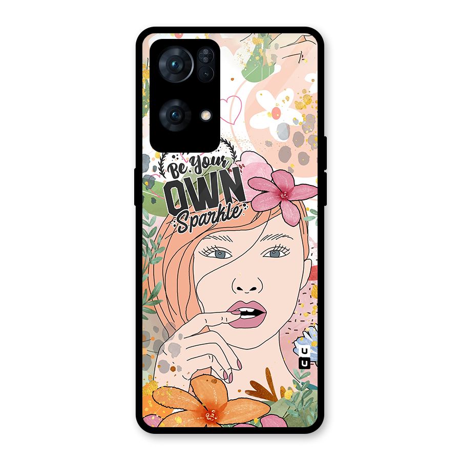 Be Your Own Sparkle Glass Back Case for Oppo Reno7 Pro 5G