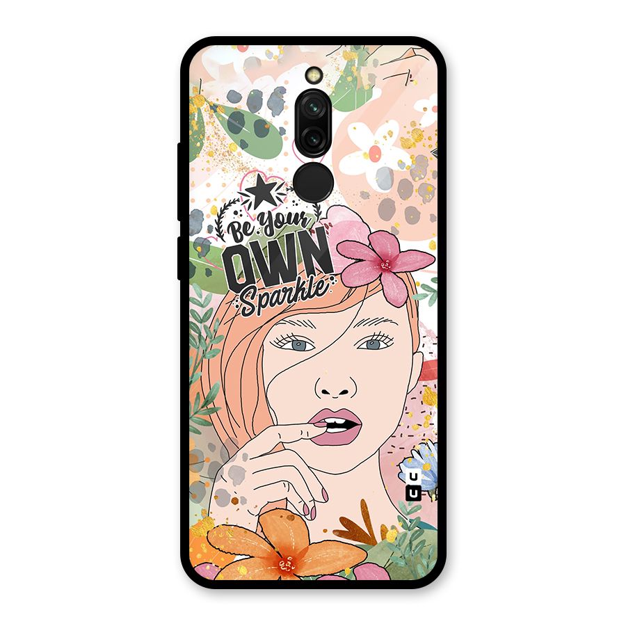 Be Your Own Sparkle Glass Back Case for Redmi 8