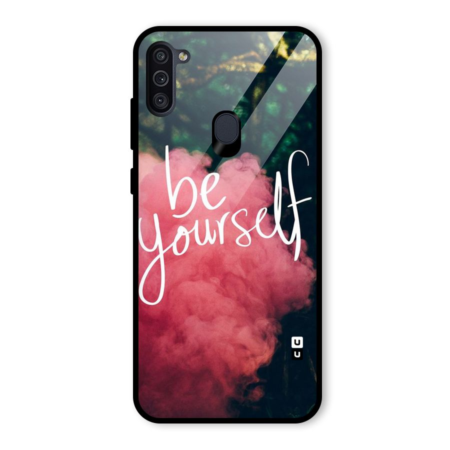 Be Yourself Greens Glass Back Case for Galaxy M11