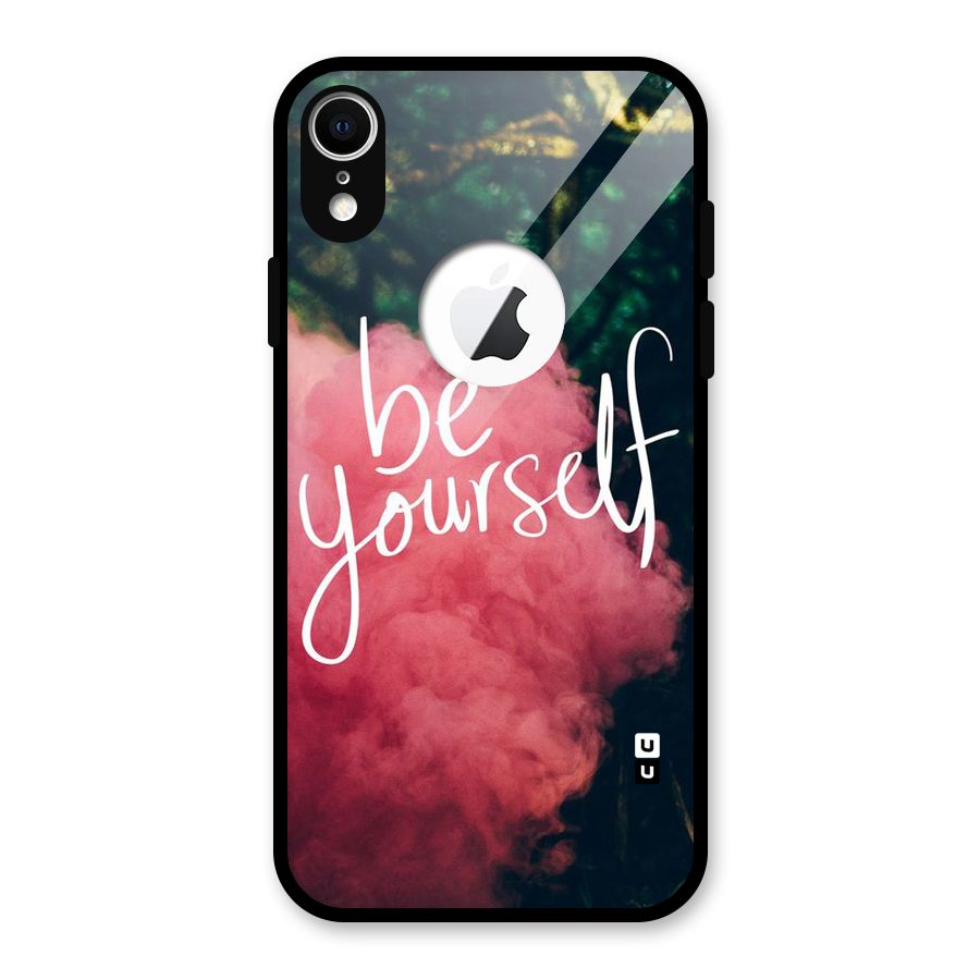 Be Yourself Greens Glass Back Case for iPhone XR Logo Cut