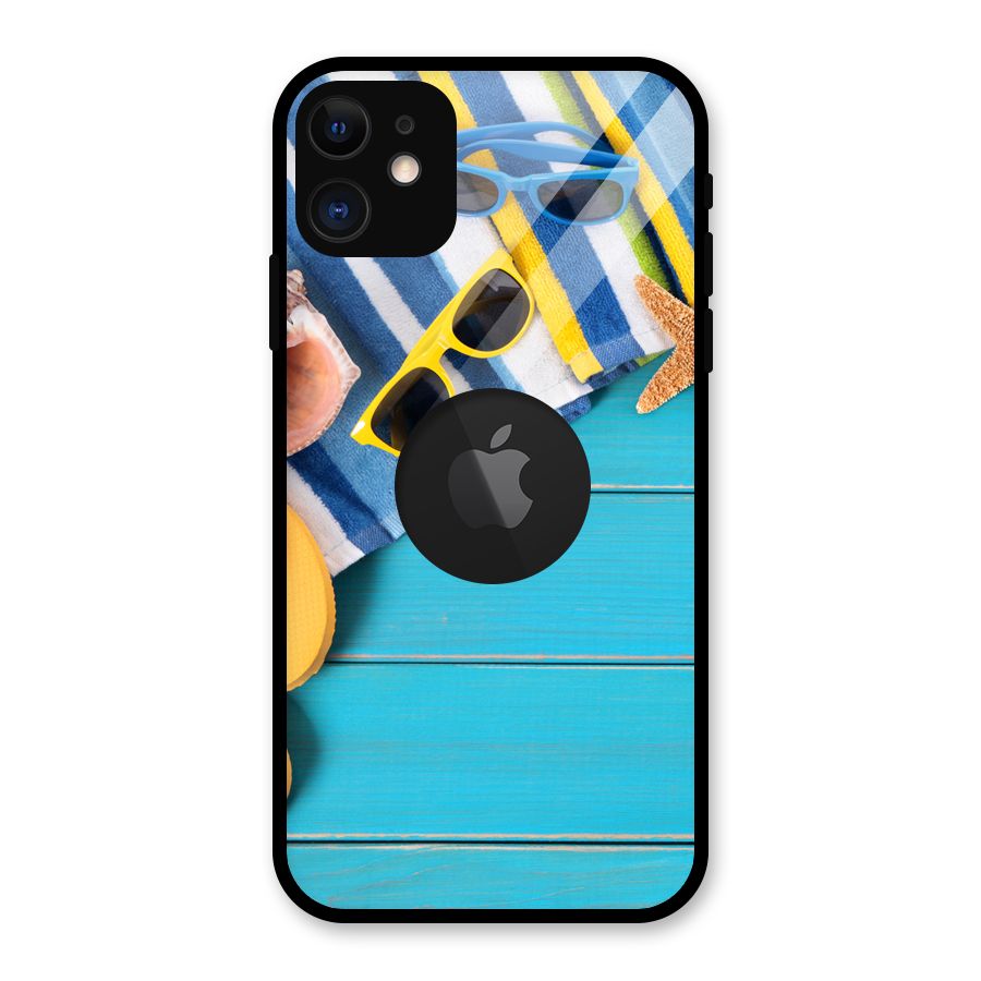 Beach Ready Glass Back Case for iPhone 11 Logo Cut