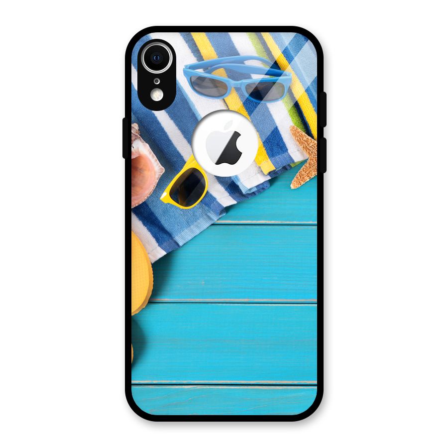 Beach Ready Glass Back Case for iPhone XR Logo Cut