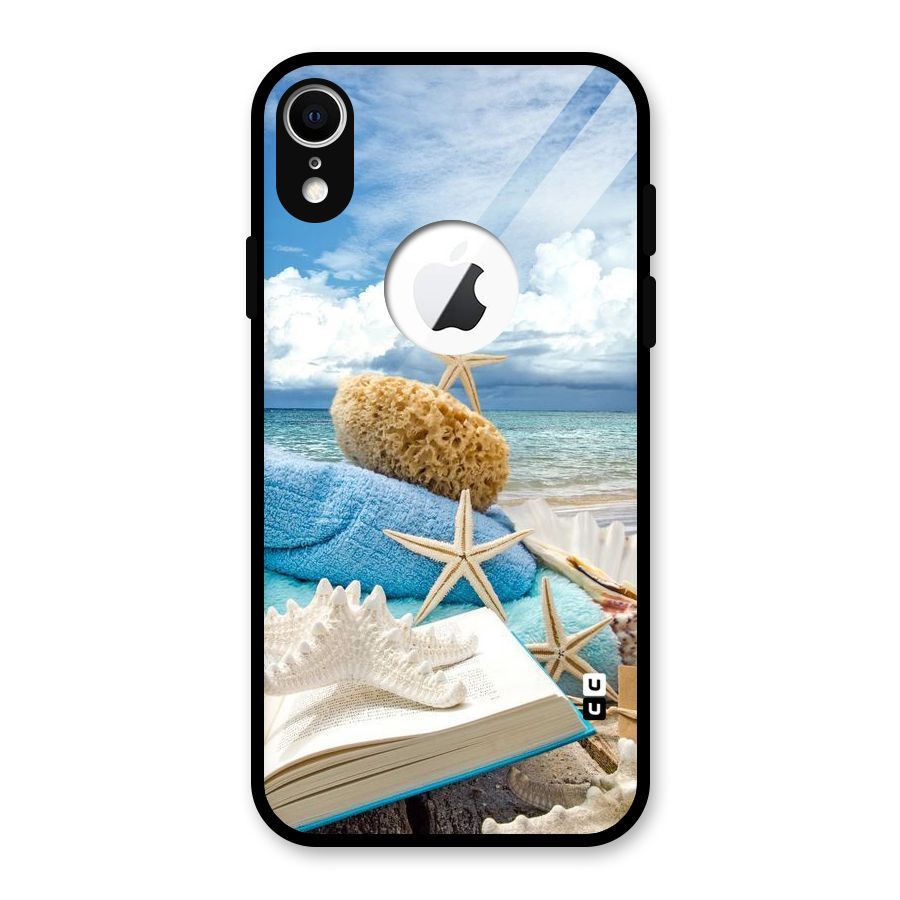 Beach Sky Glass Back Case for iPhone XR Logo Cut