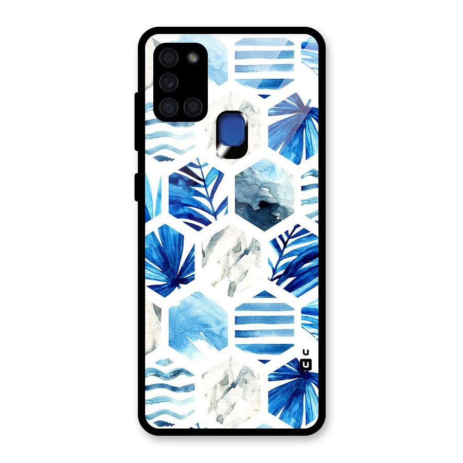 Beach Vibes Pentagon Design Glass Back Case for Galaxy A21s