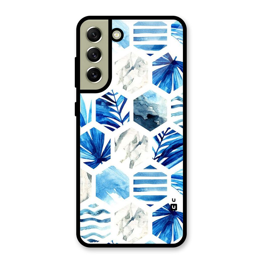 Beach Vibes Pentagon Design Glass Back Case for Galaxy S21 FE 5G