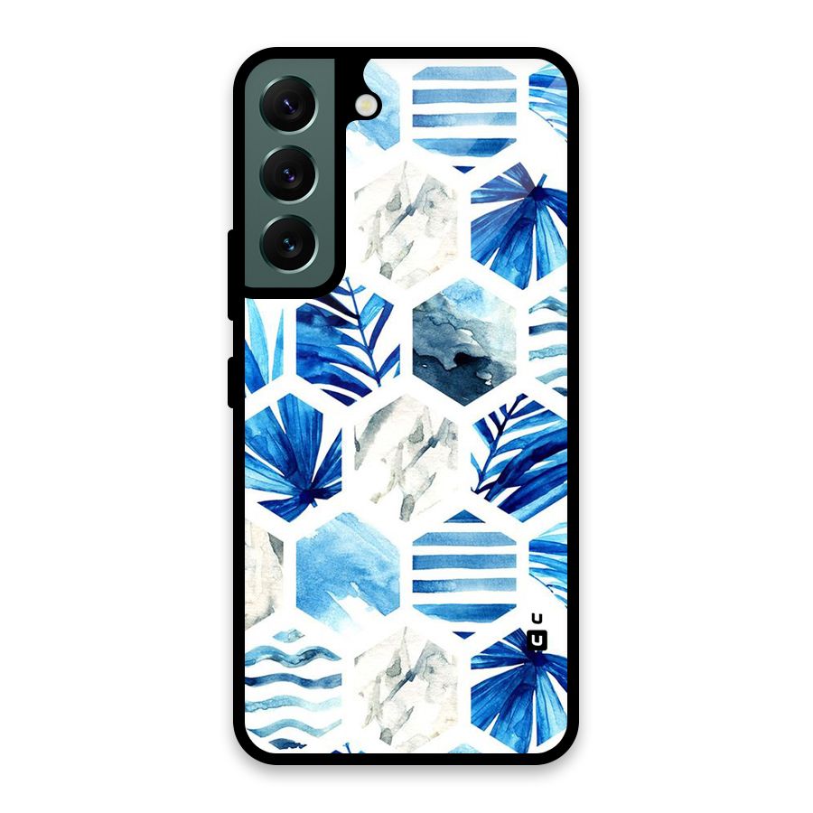 Beach Vibes Pentagon Design Glass Back Case for Galaxy S22 5G