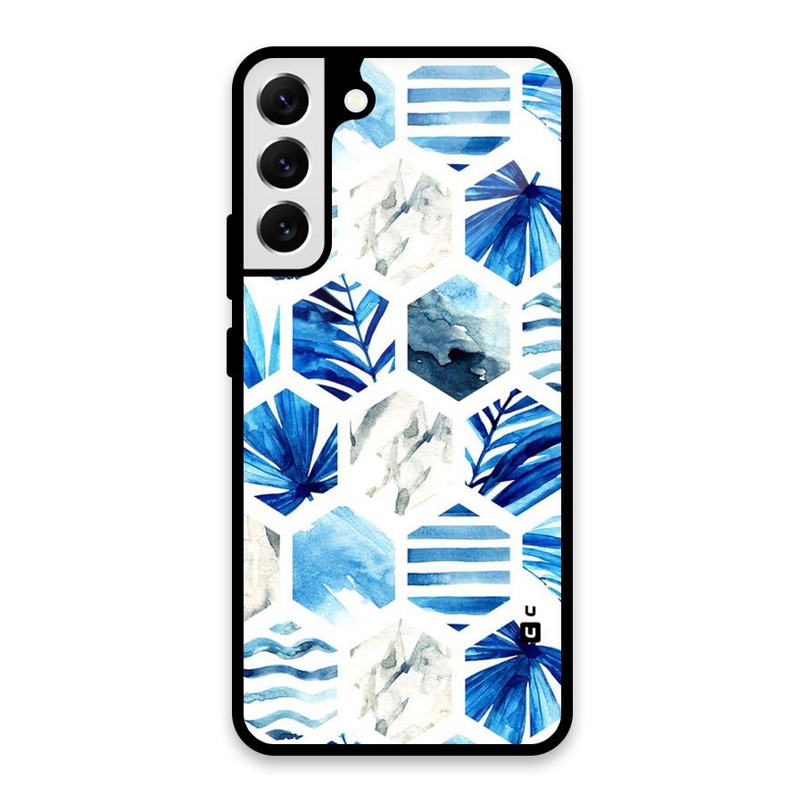 Beach Vibes Pentagon Design Glass Back Case for Galaxy S22 Plus 5G