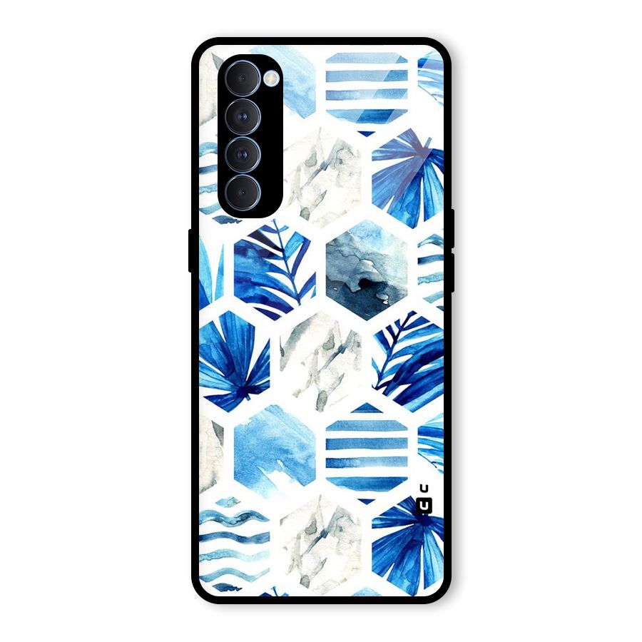 Beach Vibes Pentagon Design Glass Back Case for Oppo Reno4 Pro