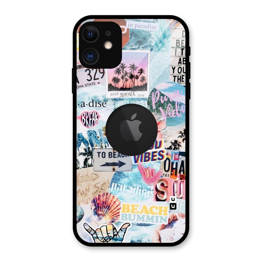 Beaching Life Glass Back Case for iPhone 11 Logo Cut