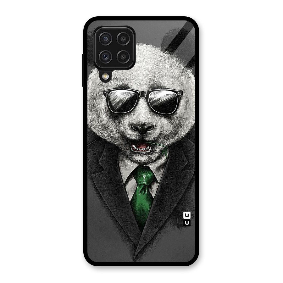 Bear Face Glass Back Case for Galaxy A22 4G