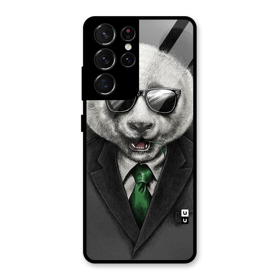 Bear Face Glass Back Case for Galaxy S21 Ultra 5G