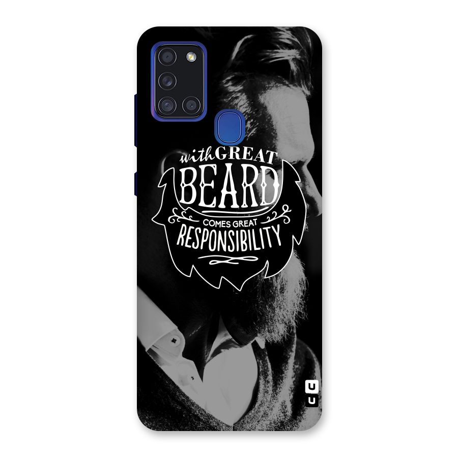Beard Responsibility Quote Back Case for Galaxy A21s