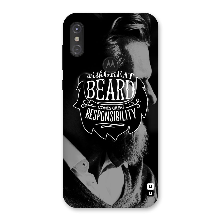 Beard Responsibility Quote Back Case for Motorola One Power
