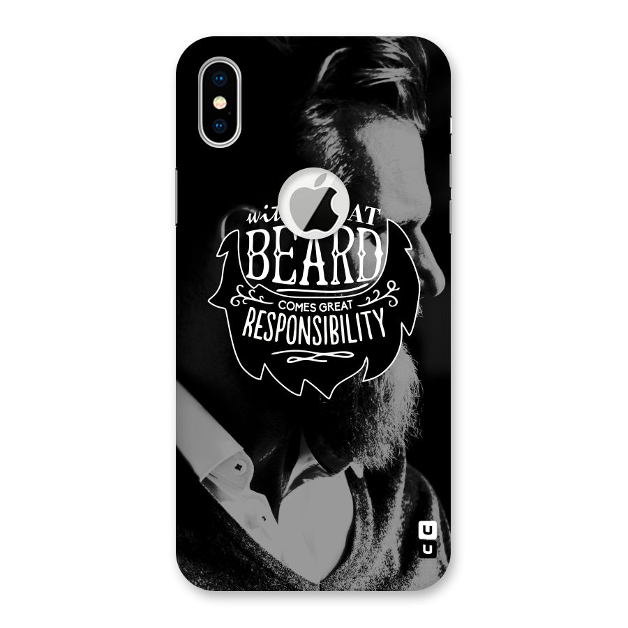 Beard Responsibility Quote Back Case for iPhone XS Logo Cut