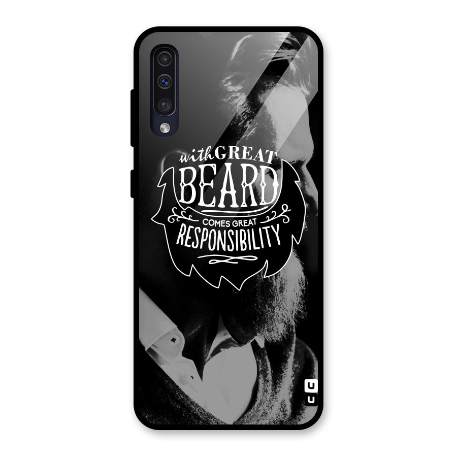 Beard Responsibility Quote Glass Back Case for Galaxy A30s