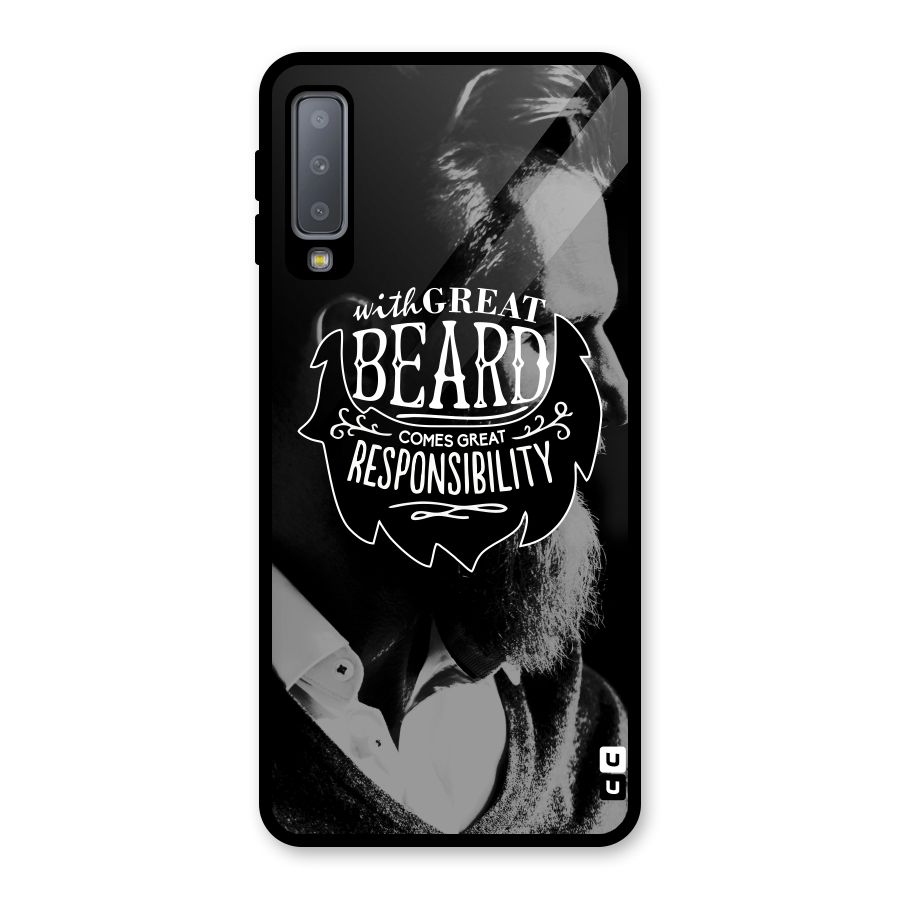 Beard Responsibility Quote Glass Back Case for Galaxy A7 (2018)