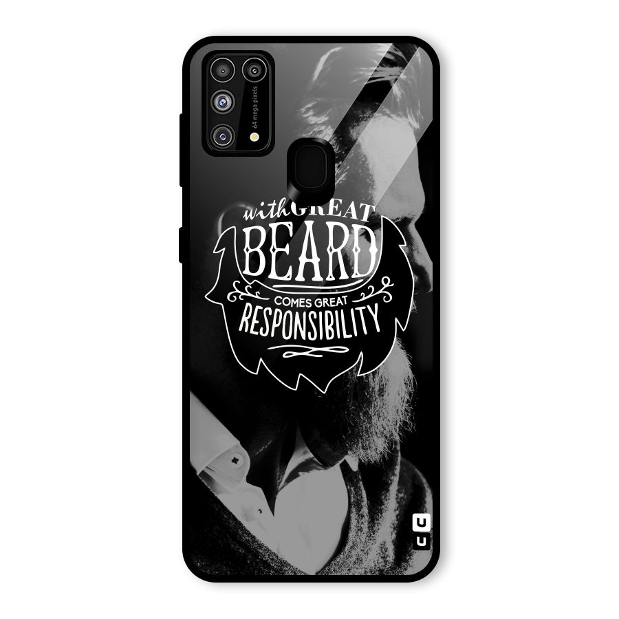 Beard Responsibility Quote Glass Back Case for Galaxy F41