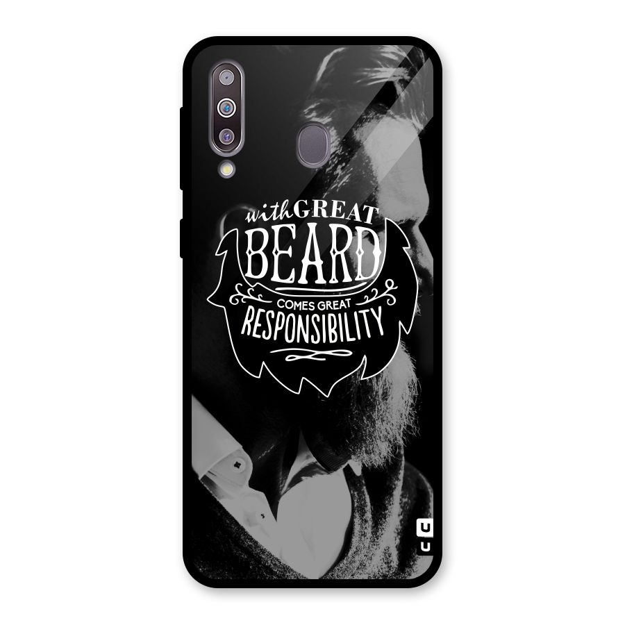 Beard Responsibility Quote Glass Back Case for Galaxy M30