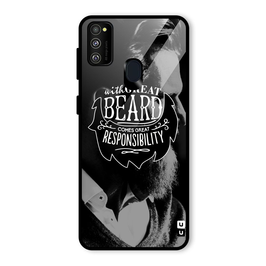 Beard Responsibility Quote Glass Back Case for Galaxy M30s