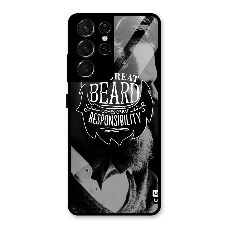 Beard Responsibility Quote Glass Back Case for Galaxy S21 Ultra 5G
