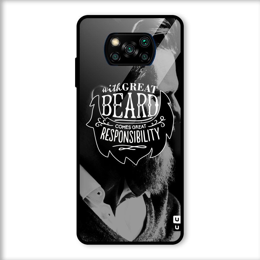 Beard Responsibility Quote Glass Back Case for Poco X3
