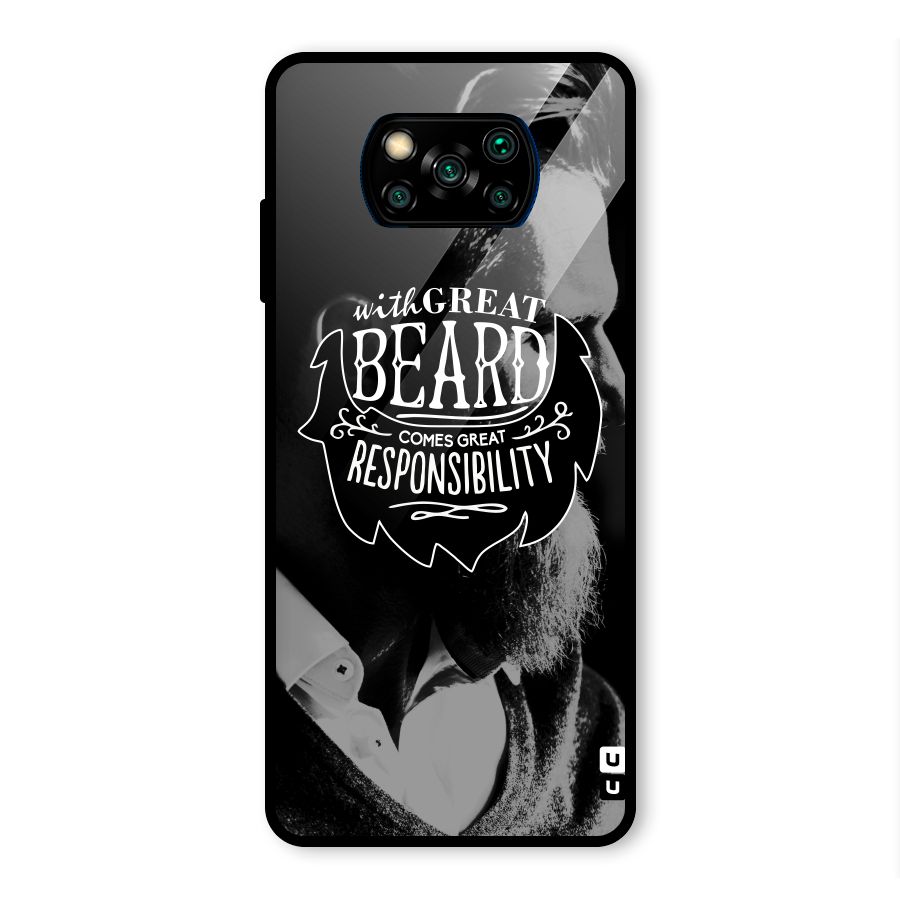 Beard Responsibility Quote Glass Back Case for Poco X3 Pro