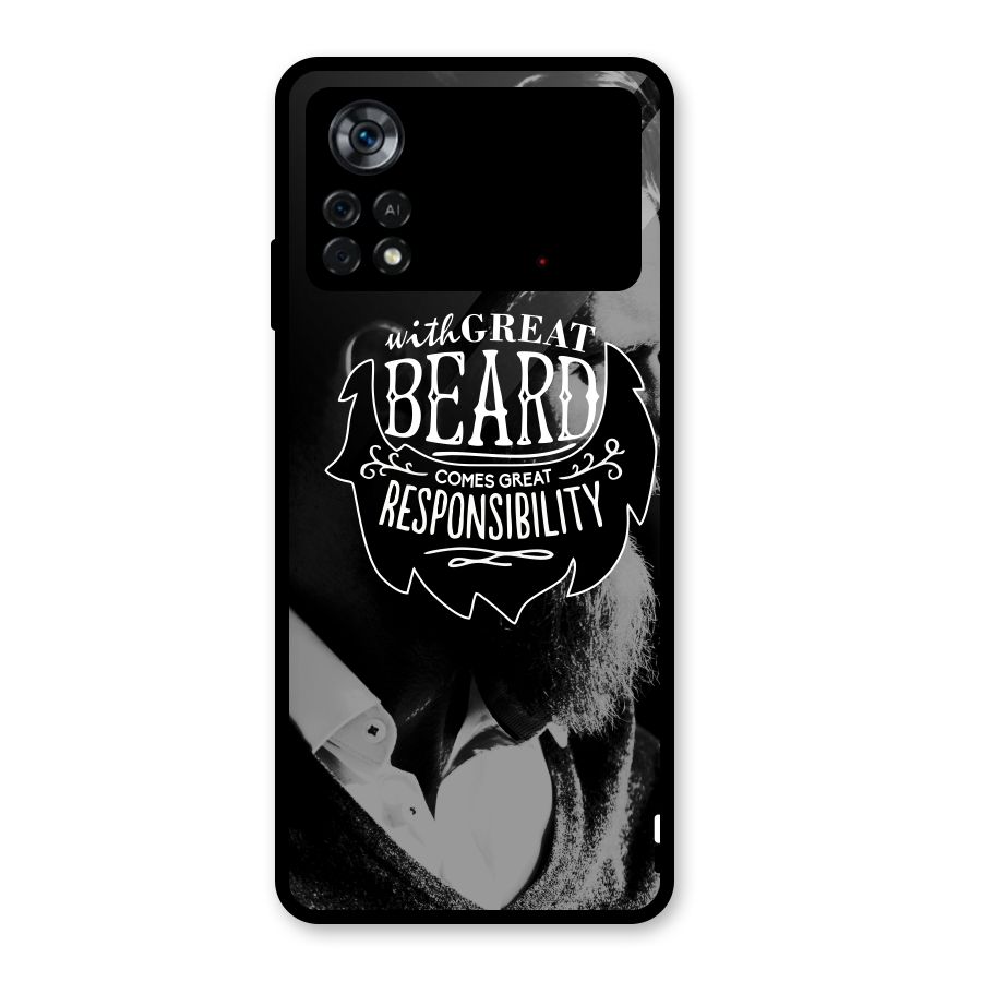 Beard Responsibility Quote Glass Back Case for Poco X4 Pro 5G