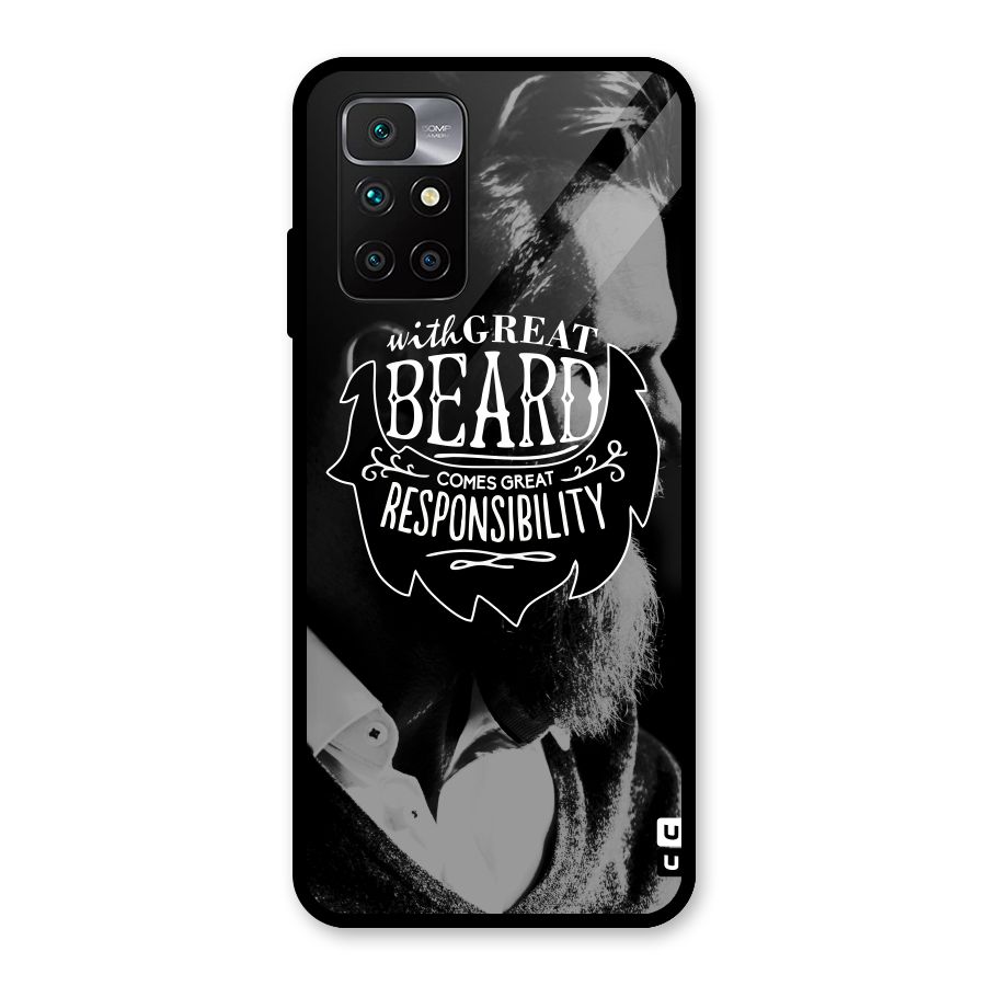 Beard Responsibility Quote Glass Back Case for Redmi 10 Prime