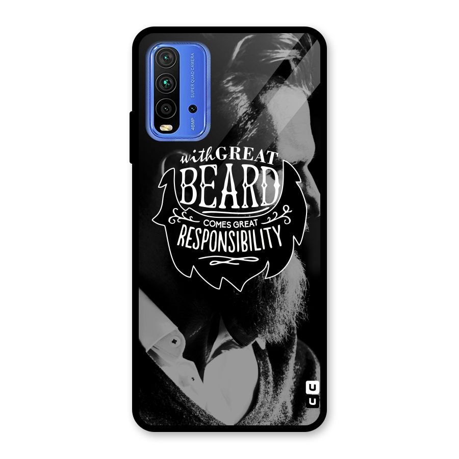 Beard Responsibility Quote Glass Back Case for Redmi 9 Power