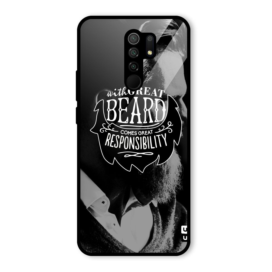 Beard Responsibility Quote Glass Back Case for Redmi 9 Prime