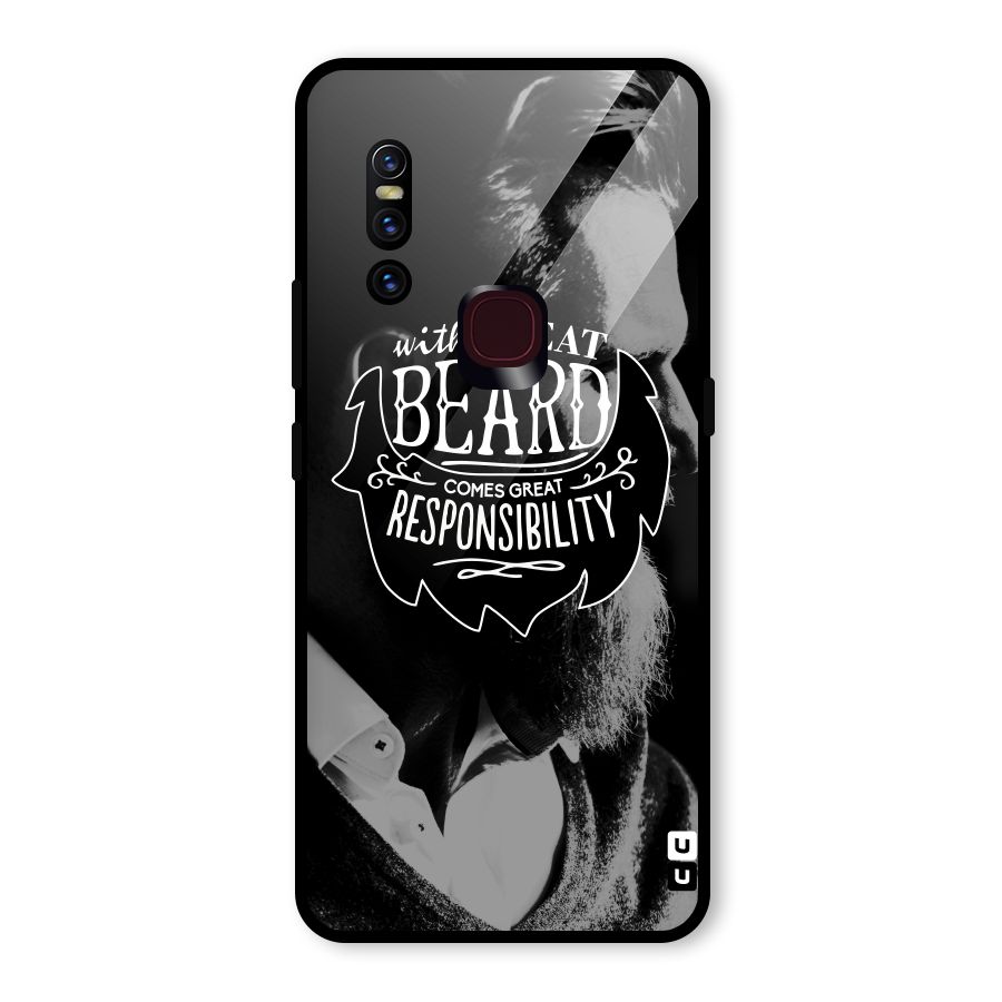 Beard Responsibility Quote Glass Back Case for Vivo V15