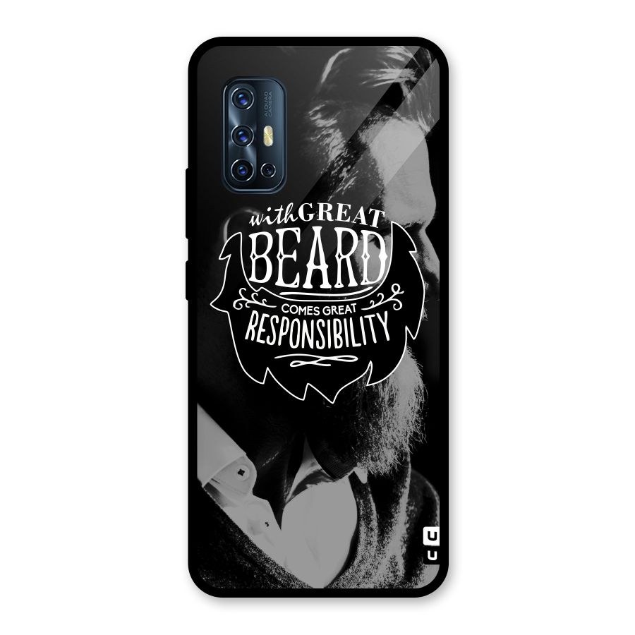 Beard Responsibility Quote Glass Back Case for Vivo V17